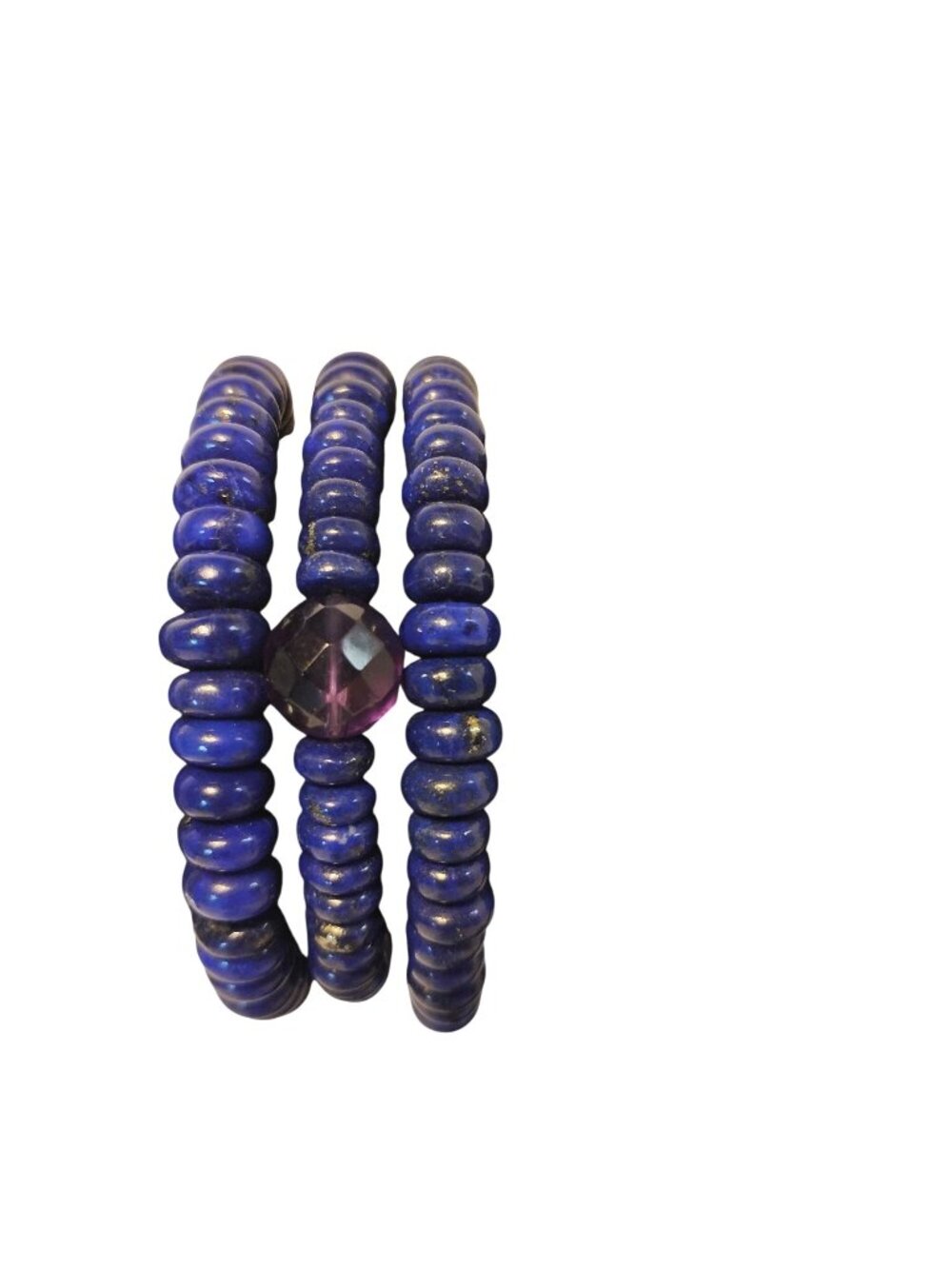 Lapis Lazuli & Amethyst Stretch 3 Handmade Bracelets